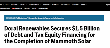Tax Equity Announcement AP