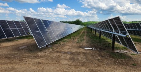 Photo of row of solar panels at Great Bend Solar Project